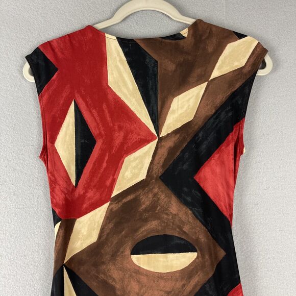 Lauren Ralph Lauren Dress Womens 2 Faux Wrap Ruched Geometric Stretchy Career - Picture 11 of 14